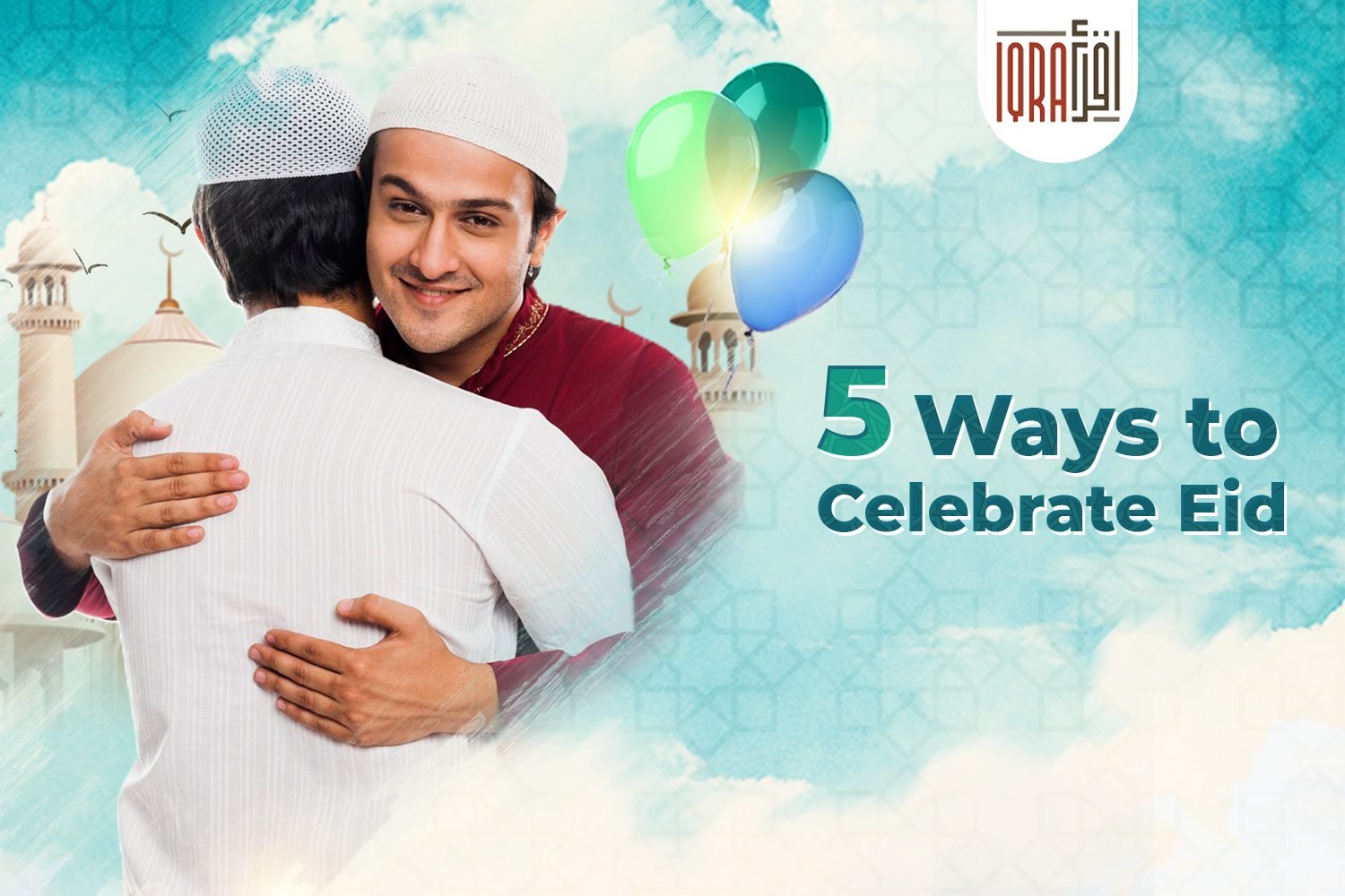 Father and son hug in Eid