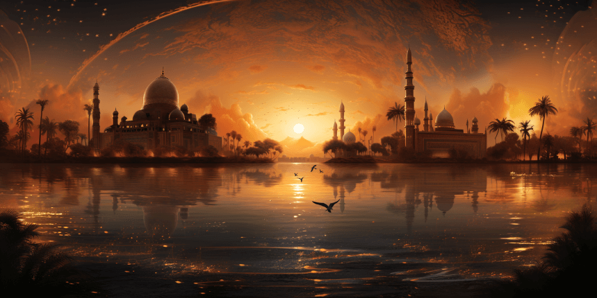 Sunrise over tranquil water, symbolizing the serenity and depth of Allah's Mercy.